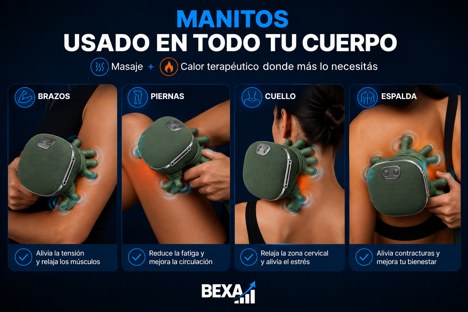 Manitos usado en brazos, piernas, cuello y espalda